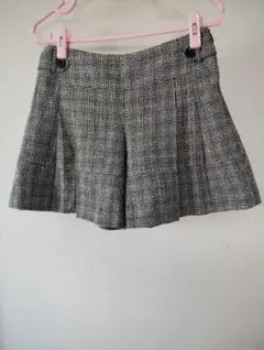 キュロット 黒白チェック ツイード風