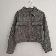 美品★ GU　レディース　アウター　ショート丈　ジャケット　ブルゾン　チェック柄
