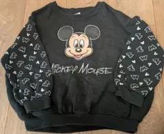 リトシー120　ミッキー　フェイス　トレーナー　長袖　黒　ディズニー