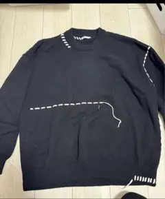 【完売品】ZARA ブラック ステッチデザイン ニット XL