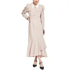 【31 Sons de mode】配色衿イレヘムワンピース　ベージュ　S 美品✨