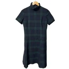 訳あり Yorkland ハイネック ワンピース フレア Aライン 9 チェック