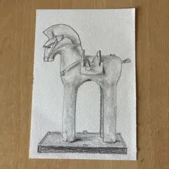 手描き鉛筆画「馬」　ハガキサイズ