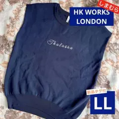 【新品】しまむらHK WORKS LONDON ロゴ刺繍ニットベストネイビーLLのサムネイル