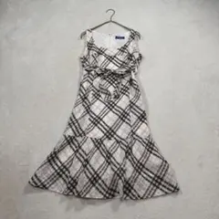 バーバリーブルーレーベル ノバチェック ノースリーブ ワンピース 38 ベルト付