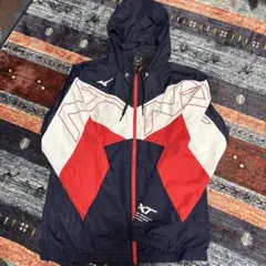 Mizuno フード付きナイロンジャケット 2XL ネイビー/レッド