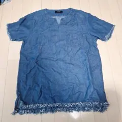 デニムブルー フリンジヘム Tシャツのサムネイル