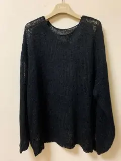 シアーニットセータービックサイズブラック黒