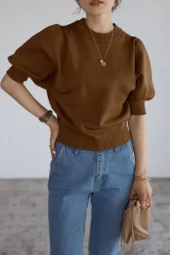 ☆新品☆ ボンジュールサガン パフスリーブニットトップス 半袖 ニット