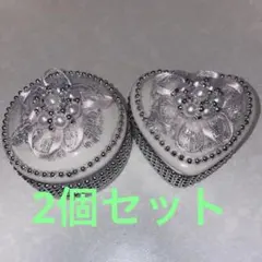 【希少】ジュエリーボックス 蓋付 キャンディーポット 陶器製 リボン
