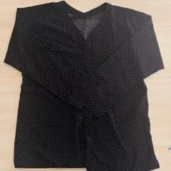 Mila Owen ドットブラウス ネイビー フリー Vネック きれいめ 通勤