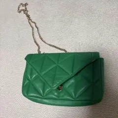H&M グリーン キルティング ショルダーバッグ
