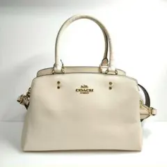 美品》COACH ブルック キャリーオール 28 レザー 2way アイボリー