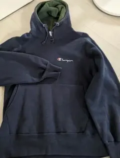 90's Champion フード付きパーカー M ネイビー