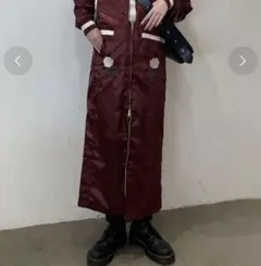 バーガンディ サテン ロングコート