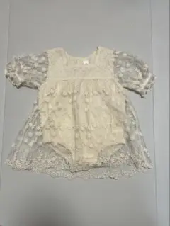 フラワー刺繍 レースロンパース