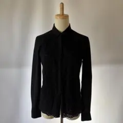 ANAYI ブラック シフォン 長袖 レース ブラウス 日本製