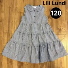 【極美品】Lili Lundi ノースリーブワンピース チェック柄 120のサムネイル