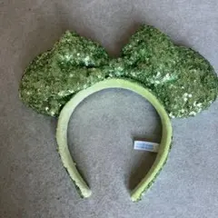 ミッキー型 緑色スパンコールカチューシャ