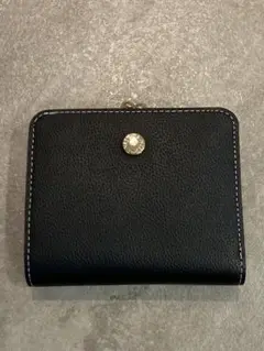 最終お値下げ♡ レディース　二つ折り財布　黒　合皮レザー　ガマ口財布