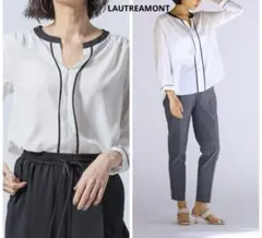 LAUTREAMONT(ロートレアモン)配色パイピングブラウス ベージュ〈新品〉 Amazon.co.jp: (ロートレアモン) LAUTREAMONT 【WEB別注】配色