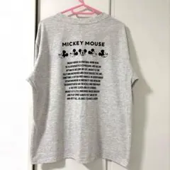 ミッキーマウス 半袖Tシャツ L 薄グレー ディズニー ロゴTシャツ