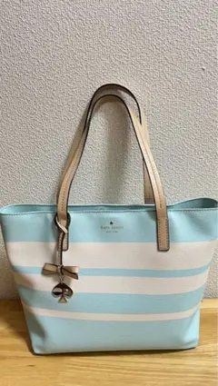Kate Spade ストライプ ハンドバッグ 水色と白