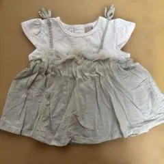 petit main フリル付きスリーブレスＴシャツ