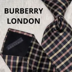 【美品】BURBERRY LONDON バーバリー ネクタイ チェック 黒赤黄