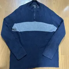 POLO JEANS 90s ハーフジップニット　星状旗　ネイビー XXL