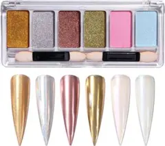 ミラーパウダー パレット ネイルパウダー 固形 6色セット ミラーネイル パウダ