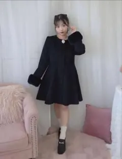 evelyn ビジューコート ブラック