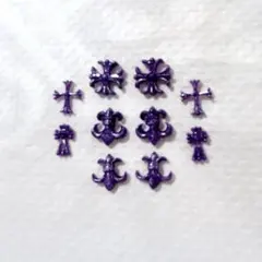 紫ラメクロム 十字架 ネイルパーツ 10個セット