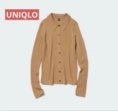 【美品】UNIQLO エクストラファインメリノリブポロカーディガン