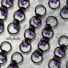 MCH78PL/2個/パープル　4連ブラックフープチャーム