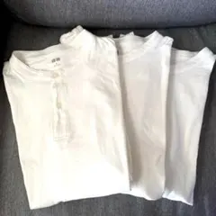 ◎美品◎メンズM◎3枚◎ユニクロ　ホワイト 長袖カットソー ボタン　トップス　白