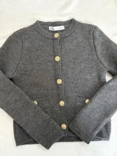 新品✨ZARA グレー ニットカーディガン Sサイズ