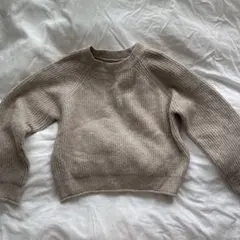 ベージュ リブ編み ニット