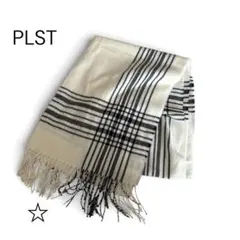 PLST プラステ 大判チェックストール モノトーン マフラー