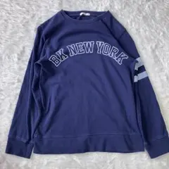 GU キッズ プリント 長袖カットソー ネイビー 130cm