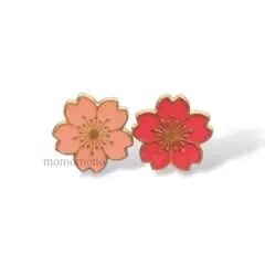 ② かわいい桜　2色セット　ピンバッジ　カジュアル　プレゼント　簡易ラッピング付