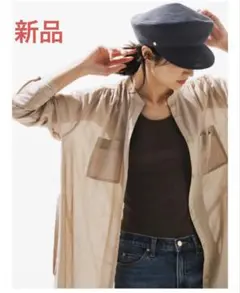 【新品】 PLST シアー ボイル シャツワンピース ベージュ M 綿100%のサムネイル