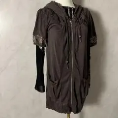 J*2様 フェアリーグランジ 森ガール 半袖 パーカー 薄手 レース フード