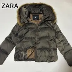 美品✨　ZARA WOMANダウンジャケット カーキ　ファー　ビックカラー　②
