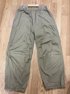 【美品】GU ワイドパラシュートパンツ　カーキ　メンズ Sサイズ