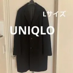 【美品】　ユニクロ　ウールカシミヤチェスターコート　ブラック　Lサイズ