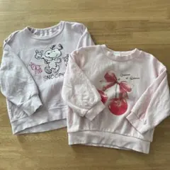 スヌーピー　さくらんぼ　裏毛トレーナー　2枚セット　90