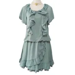 axes femme ミントグリーン フリル ワンピース シフォン レース