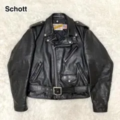 YNK様専用✨Schott ダブルライダースジャケット 黒 レザー 38 メンズ