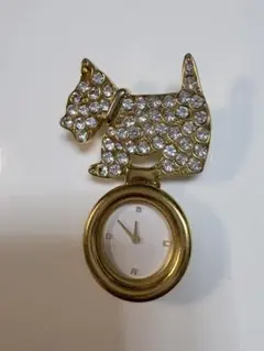 【不可動品】「十仁プラザ（Jujin Plaza）」犬ブローチ型時計